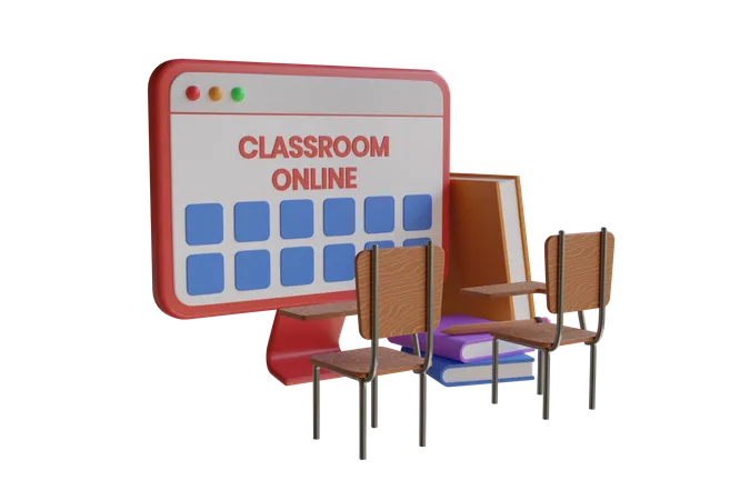 Digital Classroom 3D Illustration