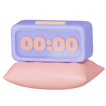 New Year Alarm Clock With Pink Pillow 3 D Icon Render Illustration 3D Icon