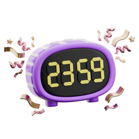 Digital Clock Display Showing New Year Countdown  3D Icon