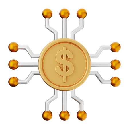 Digital Coin Dollar  3D Icon