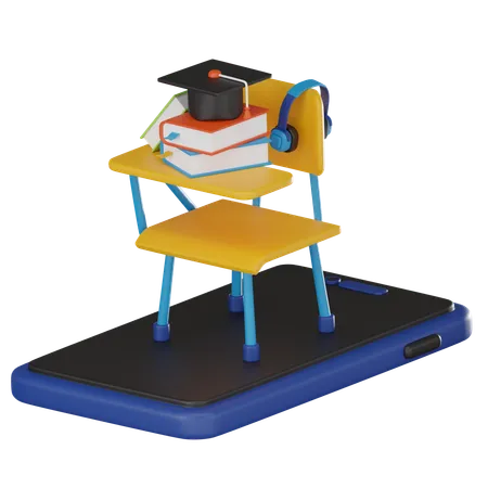Digital Education A Virtual Classroom Ideal For Illustrating The Evolution Of Remote Learning And Online Teaching Methods 3 D Render Illustration 3D Icon