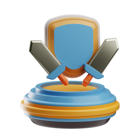 Ícone de troféu de escudo e espada digital  3D Icon