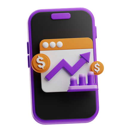 Digital Finance Growth Money  3D Icon