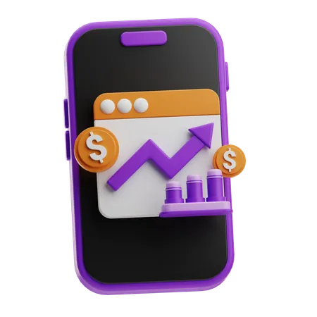 Digital Finance Growth Money  3D Icon