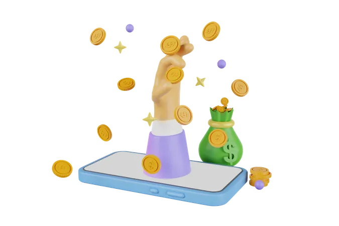 Digital gold wallet  3D Illustration