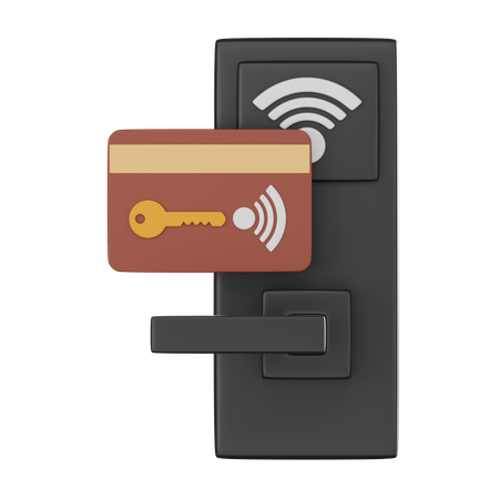 Digital Handle Door With Key Card  3D Icon