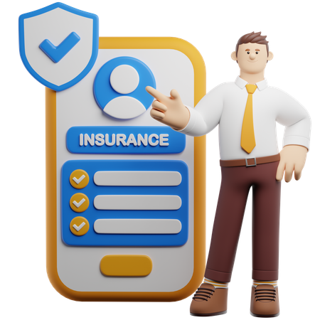 Digital Insurance App  3D Illustration