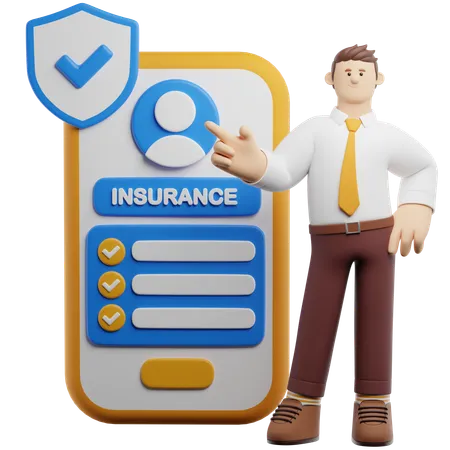 Digital Insurance App  3D Illustration