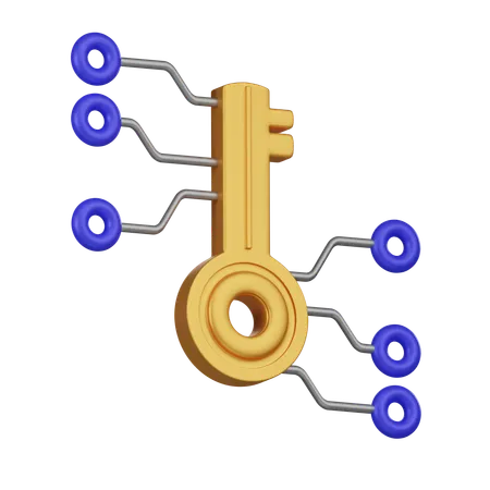 A Golden Digital Key With Blue Nodes 3 D Icon Representing Encryption Secure Access And Cybersecurity In A Digital Network 3D Icon