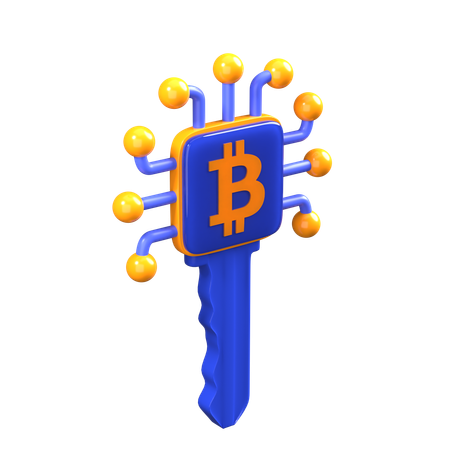 Digital Key Bitcoin  3D Icon