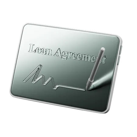 Digital Loan Agreement And E Signature Tablet  3D Icon