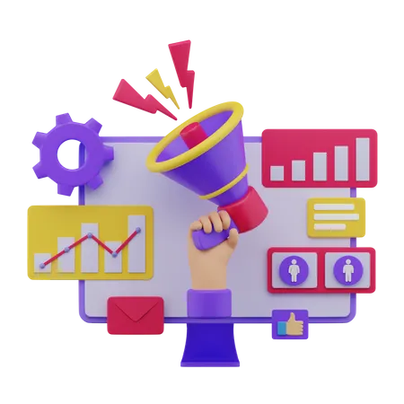 Digital Marketing  3D Illustration