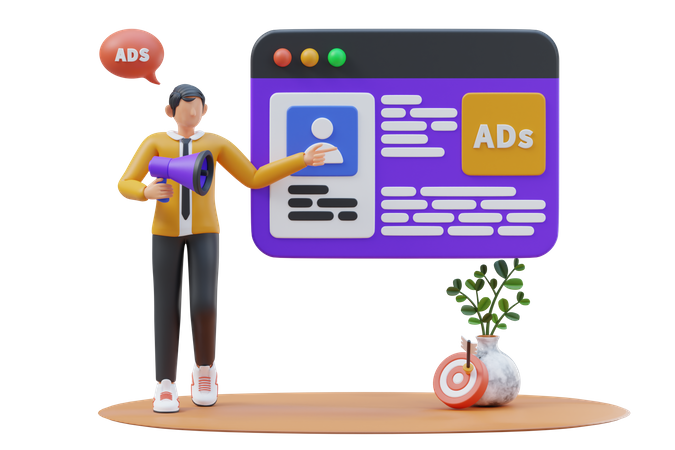 Digital Marketing Ads  3D Illustration