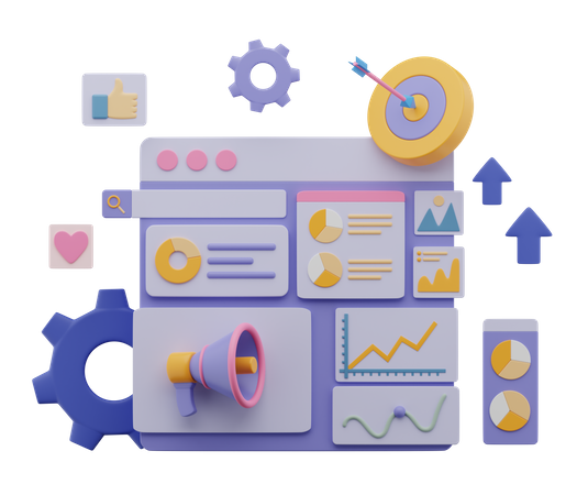 Digital Marketing Analysis  3D Icon