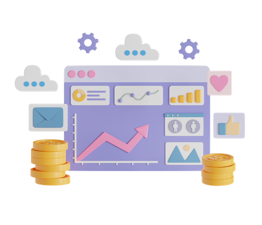 Digital Marketing analysis  3D Illustration