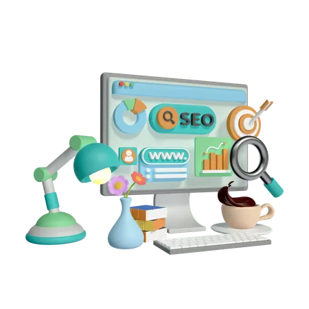 Digital Marketing Desk  3D Illustration