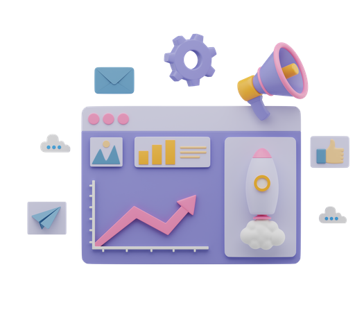 Digital Marketing Graph  3D Icon