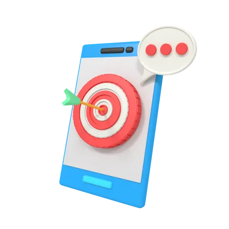 3 D Illustration Of Digital Marketing Target On Phone 3D Icon