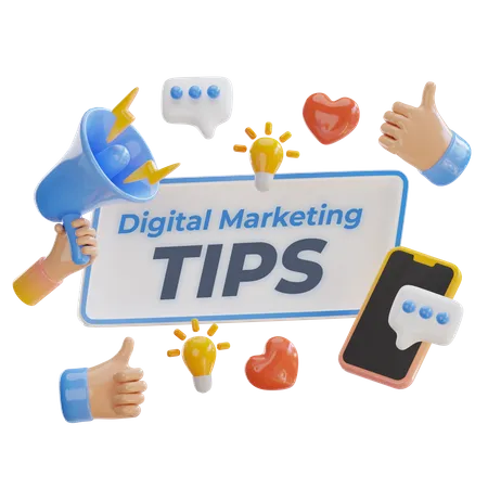 Digital marketing tips  3D Illustration