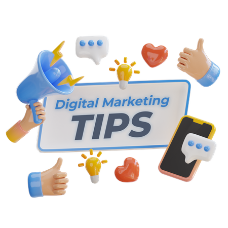 Digital marketing tips 3D Illustration