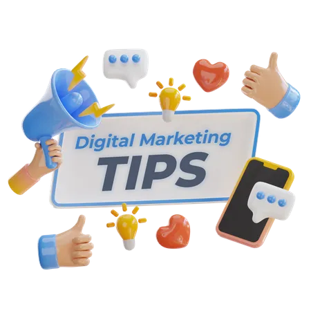 Digital marketing tips 3D Illustration