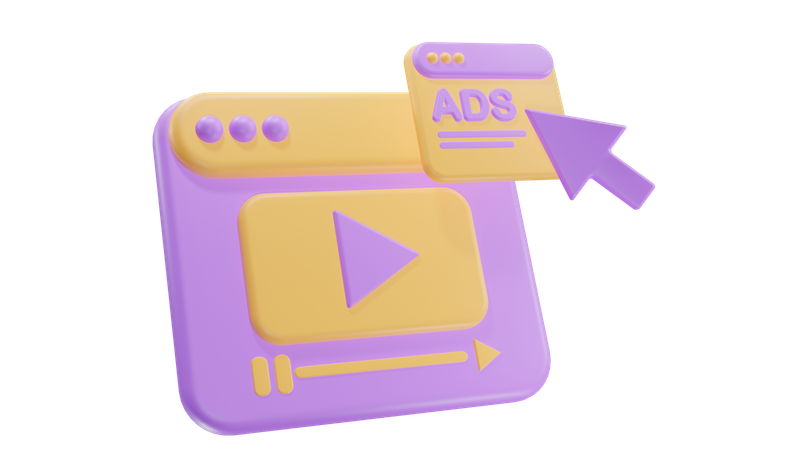 Digital Marketing Video 3D Icon