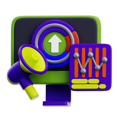 Digital Marketing With Data Visualization  3D Icon
