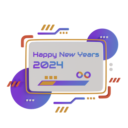 Digital New Years 2024  3D Illustration