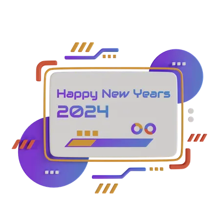 Digital New Years 2024  3D Illustration