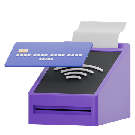 Digital Payment Terminal With Contactless Card  3D Icon