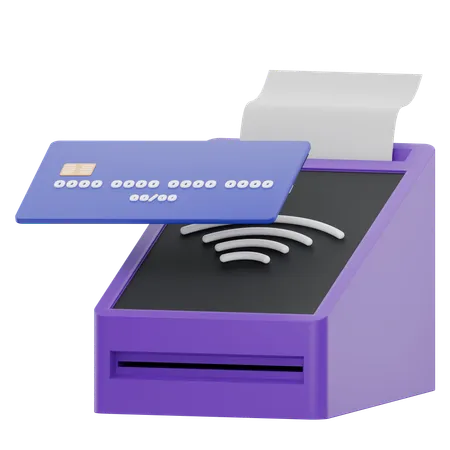 Digital Payment Terminal With Contactless Card  3D Icon