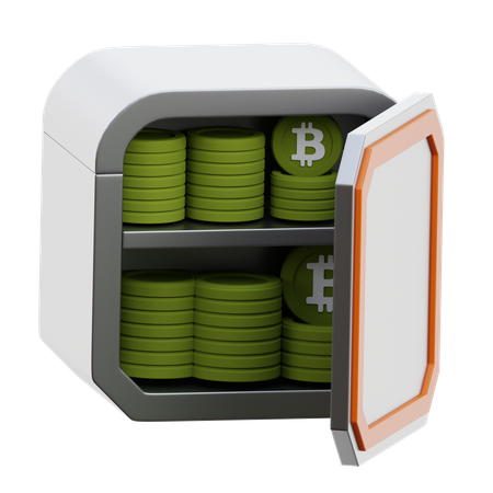 Digital Safe With Bitcoin Coins  3D Icon