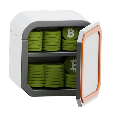 Digital Safe With Bitcoin Coins  3D Icon