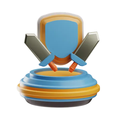 Digitales Schild und Schwert Trophäensymbol  3D Icon