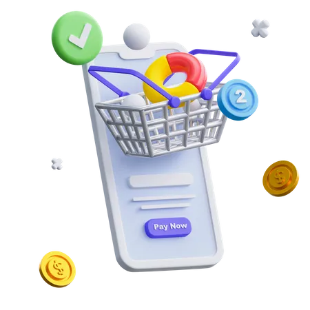 Digital Shopping  3D Icon