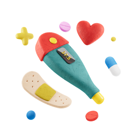 デジタル温度計  3D Icon