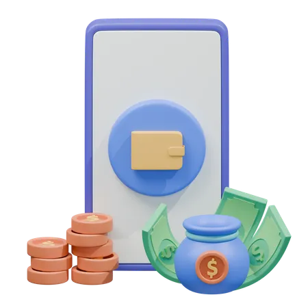 Digital Wallet Cash Coin  3D Icon