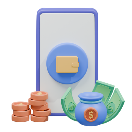 Digital Wallet Cash Coin  3D Icon