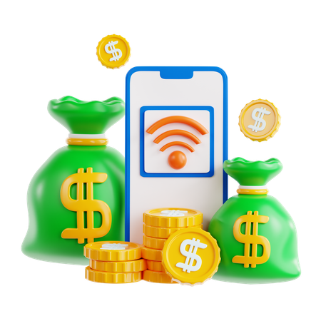 Digital Wallet with Cash and Coins Displaying Modern Payment Concepts  3D Icon