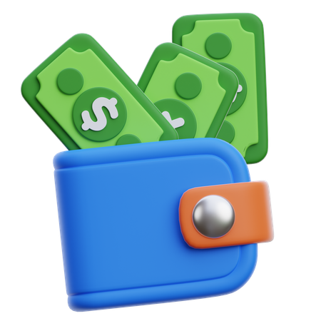 Digital Wallet With Money  3D Icon