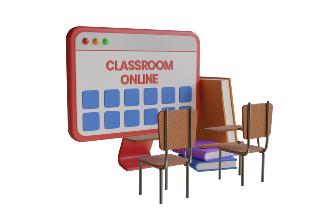 Digitales Klassenzimmer  3D Illustration