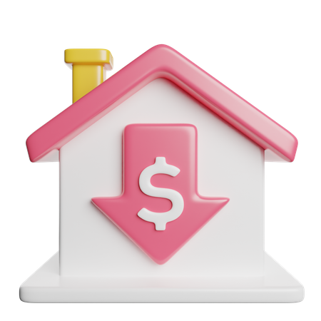 Diminuição do preço da casa  3D Icon
