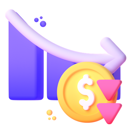 Diminuição do valor do dólar  3D Icon