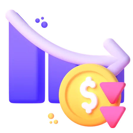Diminuição do valor do dólar  3D Icon