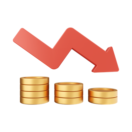 Diminuir o lucro monetário  3D Icon