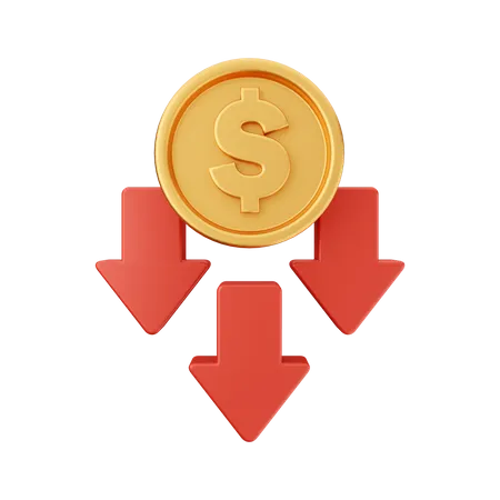 Diminuir dólar  3D Icon