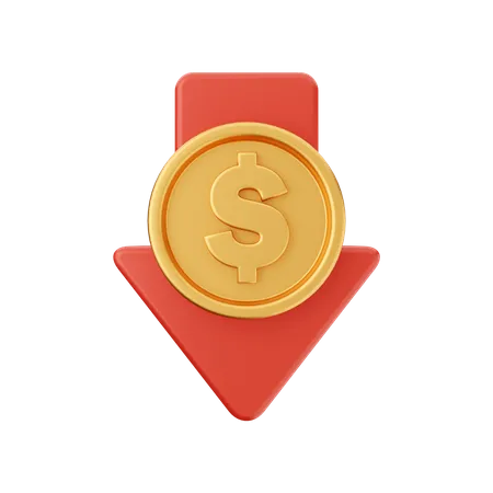 Diminuir dólar  3D Icon