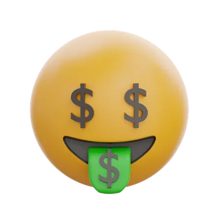 Cara de boca de dinero  3D Icon