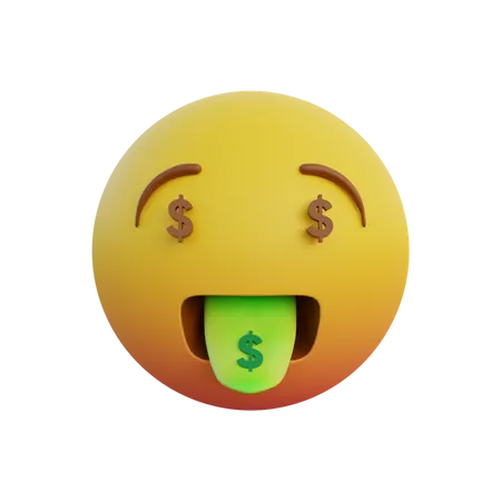 Cara de boca de dinero  3D Emoji