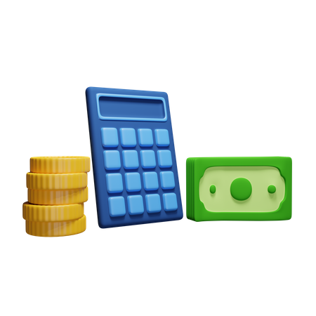 Dinero con calculadora  3D Icon